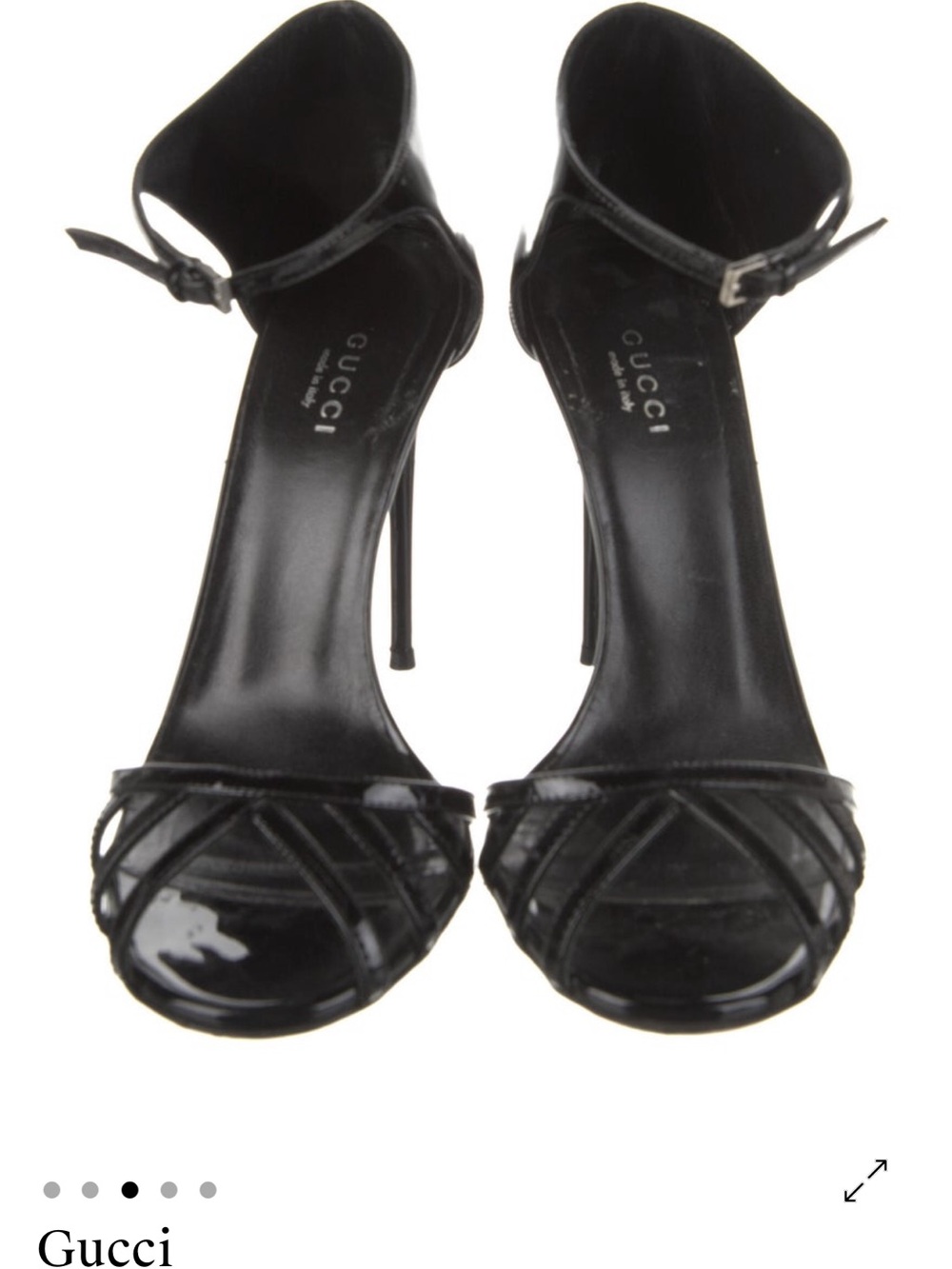 Gucci Black Patent Leather Strappy Ankle-Strap Stilettos